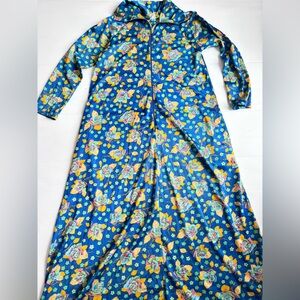 Vintage Floral Jumpsuit Blue Boho Cottagecore Made in Canada